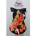 Black, Orange & Gold Chocolate Strawberry Rose Tower